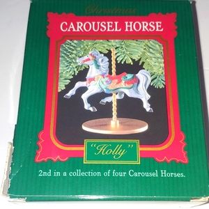 4/$15 Hallmark vintage Christmas carousel horse "Holly" 2nd collection ornament